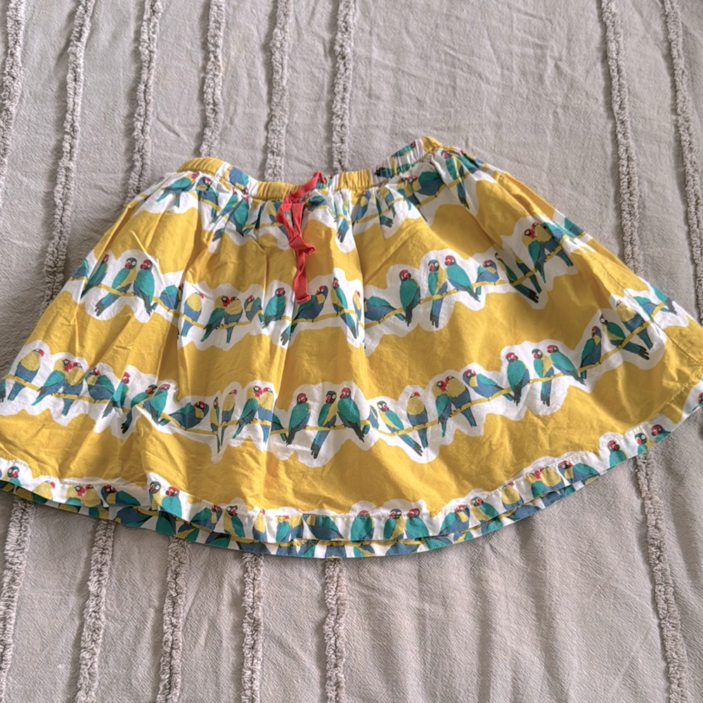 Mini Boden Girls Lined Parrot Twirl Skirt Size 4-5Y